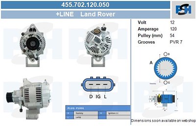 Bv Psh Generator [Hersteller-Nr. 455.702.120.050] für Land Rover von BV PSH