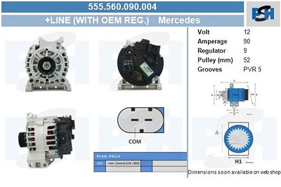 Bv Psh Generator [Hersteller-Nr. 555.560.090.004] für Mercedes-Benz von BV PSH
