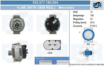 Bv Psh Generator [Hersteller-Nr. 555.577.180.004] für Mercedes-Benz von BV PSH