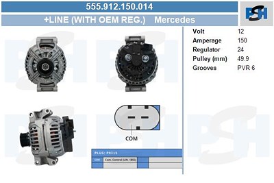 Bv Psh Generator [Hersteller-Nr. 555.912.150.014] für Mercedes-Benz von BV PSH
