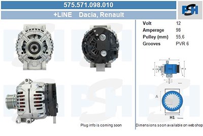 Bv Psh Generator [Hersteller-Nr. 575.571.098.010] für Dacia, Renault von BV PSH