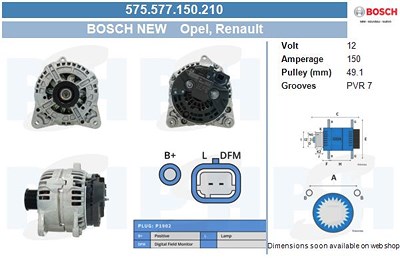 Bv Psh Generator [Hersteller-Nr. 575.577.150.210] für Nissan, Opel, Renault von BV PSH