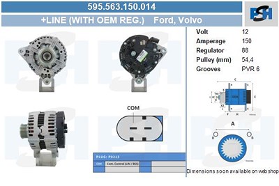 Bv Psh Generator [Hersteller-Nr. 595.563.150.014] für Ford, Volvo von BV PSH