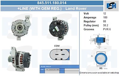 Bv Psh Generator [Hersteller-Nr. 845.511.180.014] für Land Rover von BV PSH