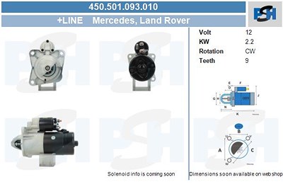 Bv Psh Starter [Hersteller-Nr. 450.501.093.010] für Land Rover von BV PSH