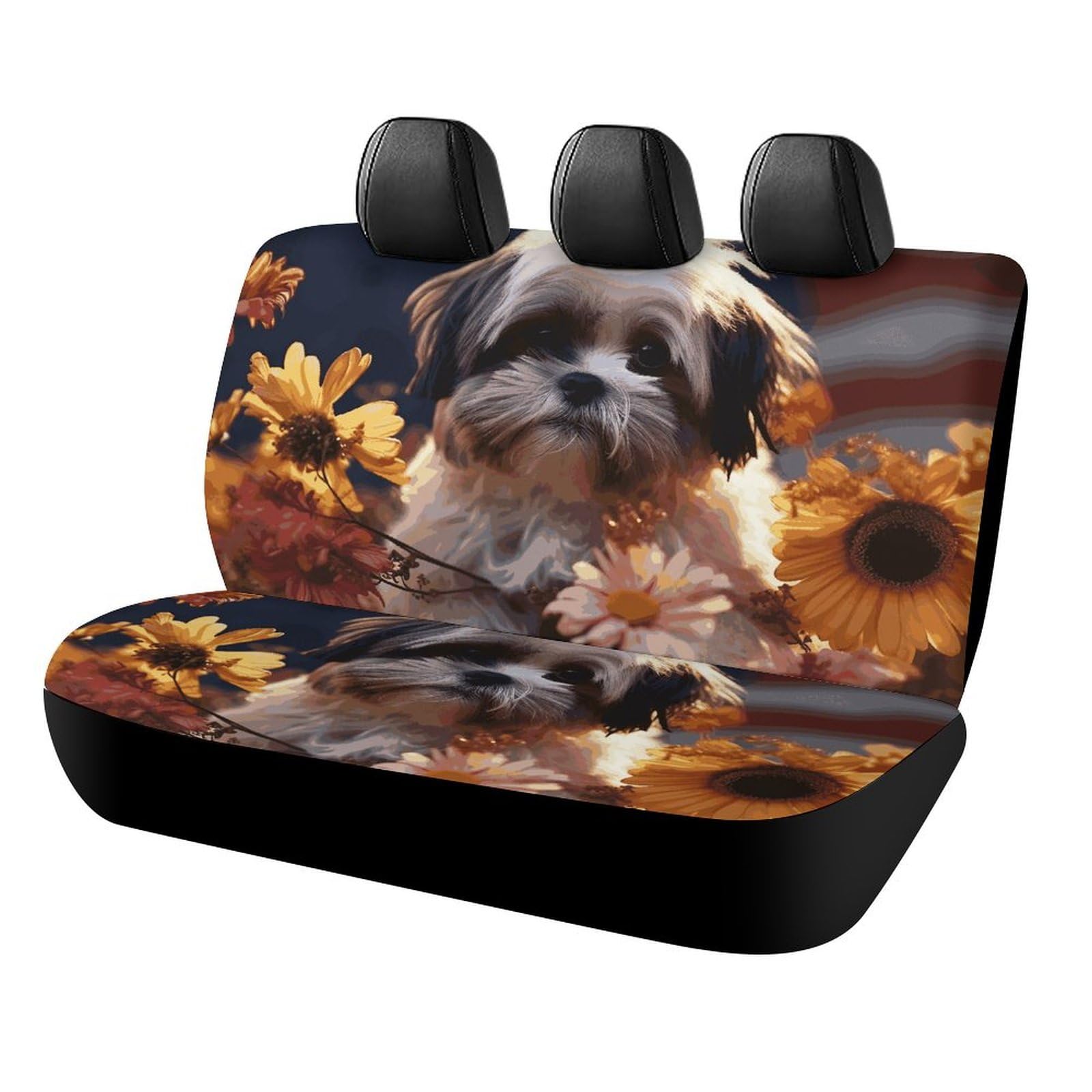 BVNMT Rücksitzbezug für Auto Hund Autositzbezug Shih Tzu Hund und Blumen Rutschfest Langlebig Rücksitzschoner für Autos SUV & LKW BVNMT Rücksitzbezug für Auto Hund Autositzbezug Shih Tzu Hund und Blumen Rutschfest Langlebig Rücksitzschoner für Autos SUV & LKW von BVNMT