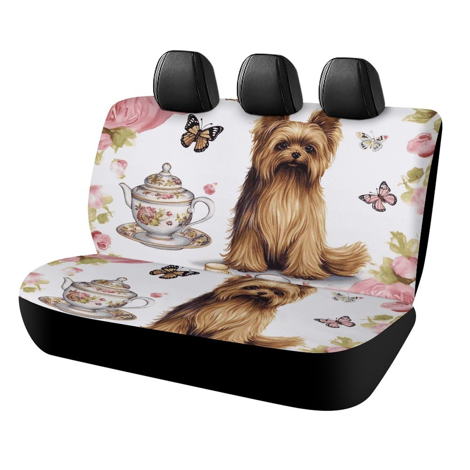 BVNMT Rücksitzbezug für Auto Hund Autositzbezug Yorkshire Terrier Tea Party Schmetterlinge Rosen Rutschfest Langlebig Rücksitzschoner für Autos SUV & LKW BVNMT Rücksitzbezug für Auto Hund Autositzbezug Yorkshire Terrier Tea Party Schmetterlinge Rosen Rutschfest Langlebig Rücksitzschoner für Autos SUV & LKW von BVNMT