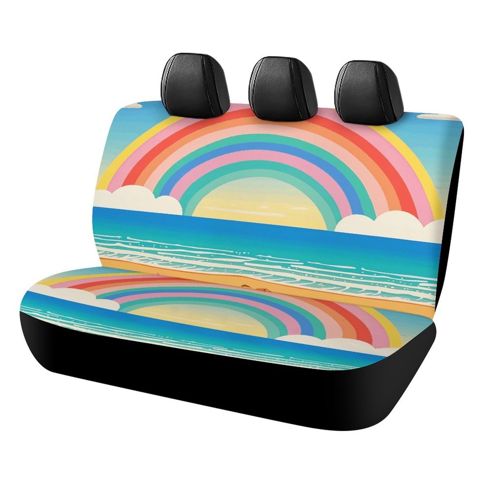 Rücksitzbezug für Auto Hund Autositzbezug Cartoon Regenbogen Strand Rutschfest Langlebig Rücksitzschoner für Autos SUV & LKW Rücksitzbezug für Auto Hund Autositzbezug Cartoon Regenbogen Strand Rutschfest Langlebig Rücksitzschoner für Autos SUV & LKW von BVNMT