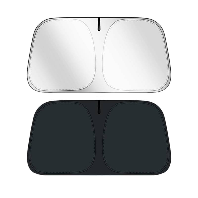 Auto Sonnenschutz, Titan-Silber-Stoff Reflektiert UV, Hält das Fahrzeug Kühl, Klappbare Frontscheibe Sonnenschutz(145 * 80CM/57.1 * 31.5IN) von BWGHBH