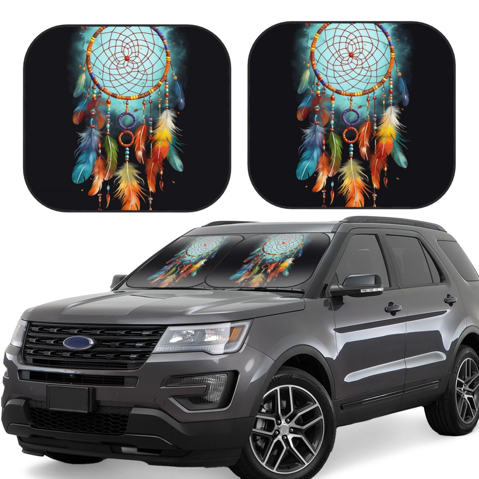 Feathers Dream Catcher Auto Windschutzscheibe Sonnenschutz 2025 Upgraded 2 PCS UV Reflective Front Windshield Shade Auto Sun Visor Protector Blocks Universal Fit Car Interior Accessory Small Feathers Dream Catcher Auto Windschutzscheibe Sonnenschutz 2025 Upgraded 2 PCS UV Reflective Front Windshield Shade Auto Sun Visor Protector Blocks Universal Fit Car Interior Accessory Small von BWLHJKE