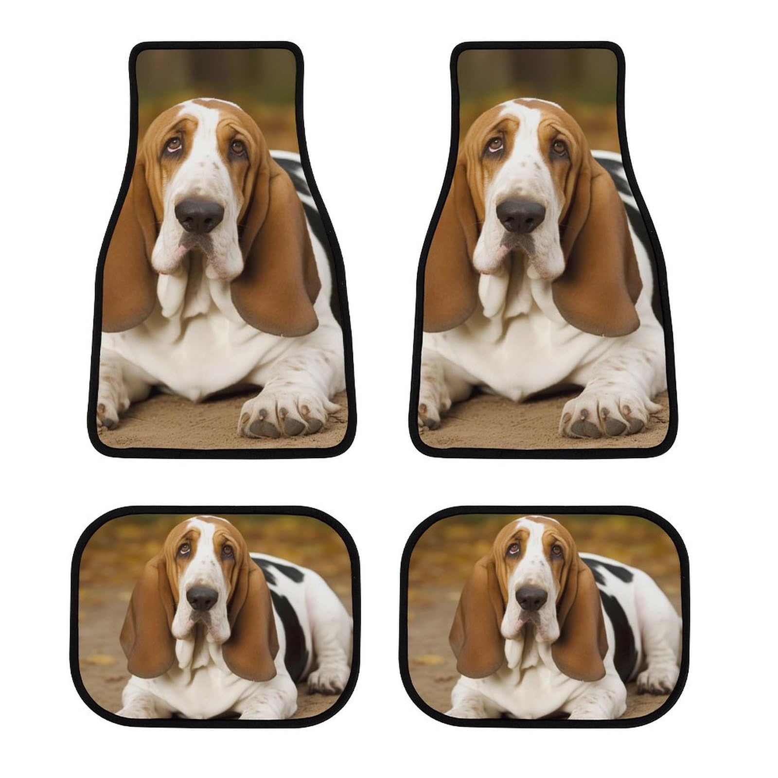 Automotive Fußmatten 4-teilig Allwetter Automatte Langlebig und Basset Hound rutschfeste Fußmatten für PKW, LKW, SUV Automotive Fußmatten 4-teilig Allwetter Automatte Langlebig und Basset Hound rutschfeste Fußmatten für PKW, LKW, SUV von BWQSKL