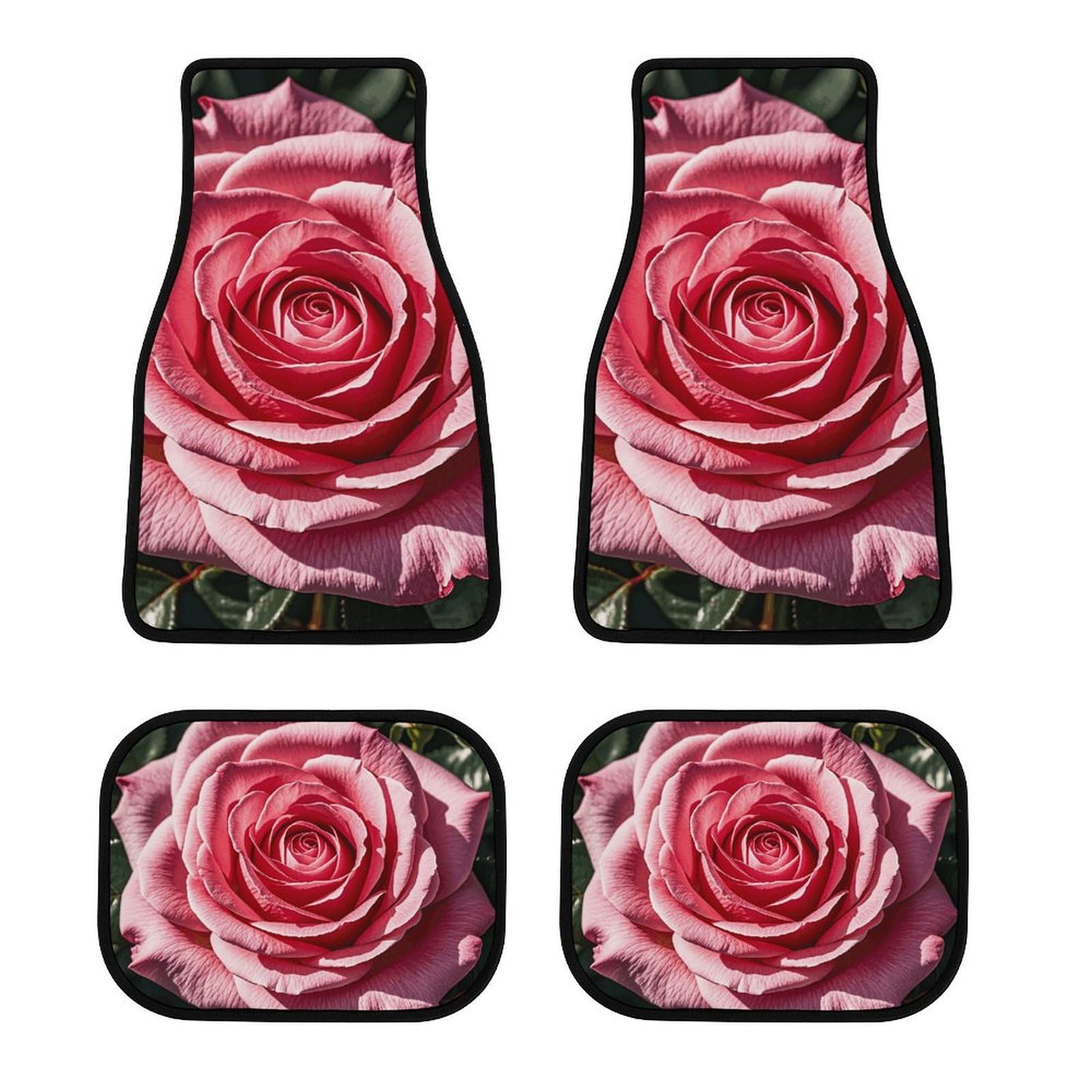Automotive Fußmatten 4-teilig Allwetter Automatte Langlebig und Floral Flower Rose rutschfeste Fußmatten für PKW LKW SUV Automotive Fußmatten 4-teilig Allwetter Automatte Langlebig und Floral Flower Rose rutschfeste Fußmatten für PKW LKW SUV von BWQSKL
