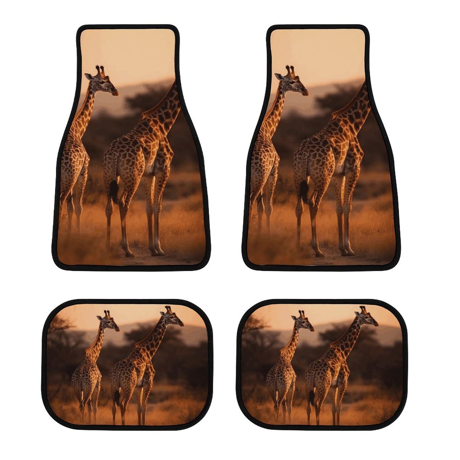 Automotive Fußmatten 4-teilig Allwetter Automatte Langlebig und Giraffe bei Sonnenuntergang rutschfeste Fußmatten für PKW LKW SUV Automotive Fußmatten 4-teilig Allwetter Automatte Langlebig und Giraffe bei Sonnenuntergang rutschfeste Fußmatten für PKW LKW SUV von BWQSKL