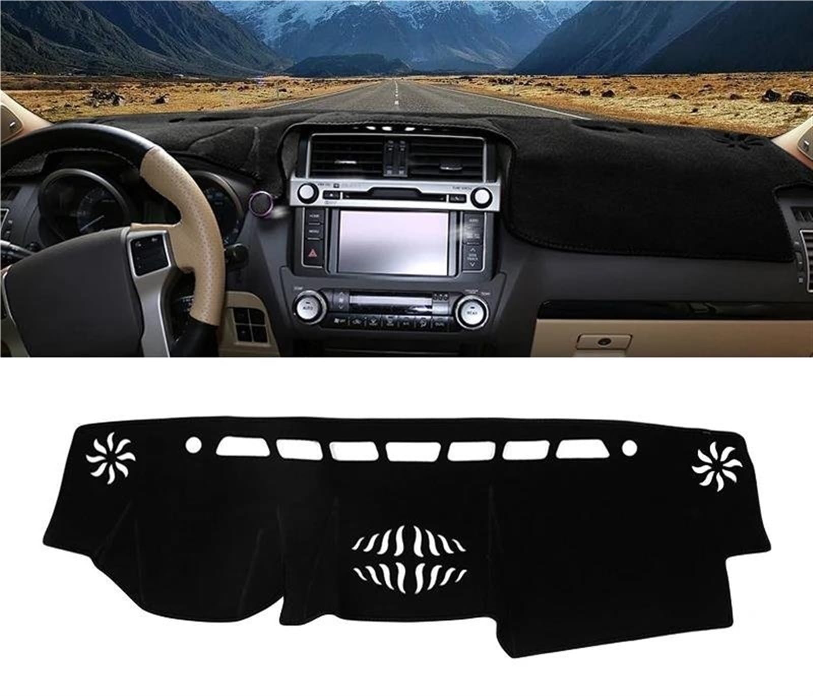 Armaturenbrett Matte Für Toyota Für Land Für Cruiser Für Prado J150 LC150 FJ150 2010-2020 2021 2022 Auto-Armaturenbrett-Abdeckung Vermeiden Sie Leichte Mattenteppiche(A LHD Black Side) von BWVMVB