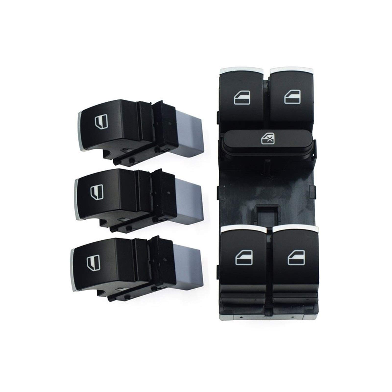 BWZJS Schalter-Tasten-Set for elektrische Fensterheber, for VW, for Golf, MK5 6, for Jetta, for Passat B6, for Tiguan, Kaninchen, for Touran, 5ND 959 857 5ND 959 855 Autofensterschalter(Set) von BWZJS