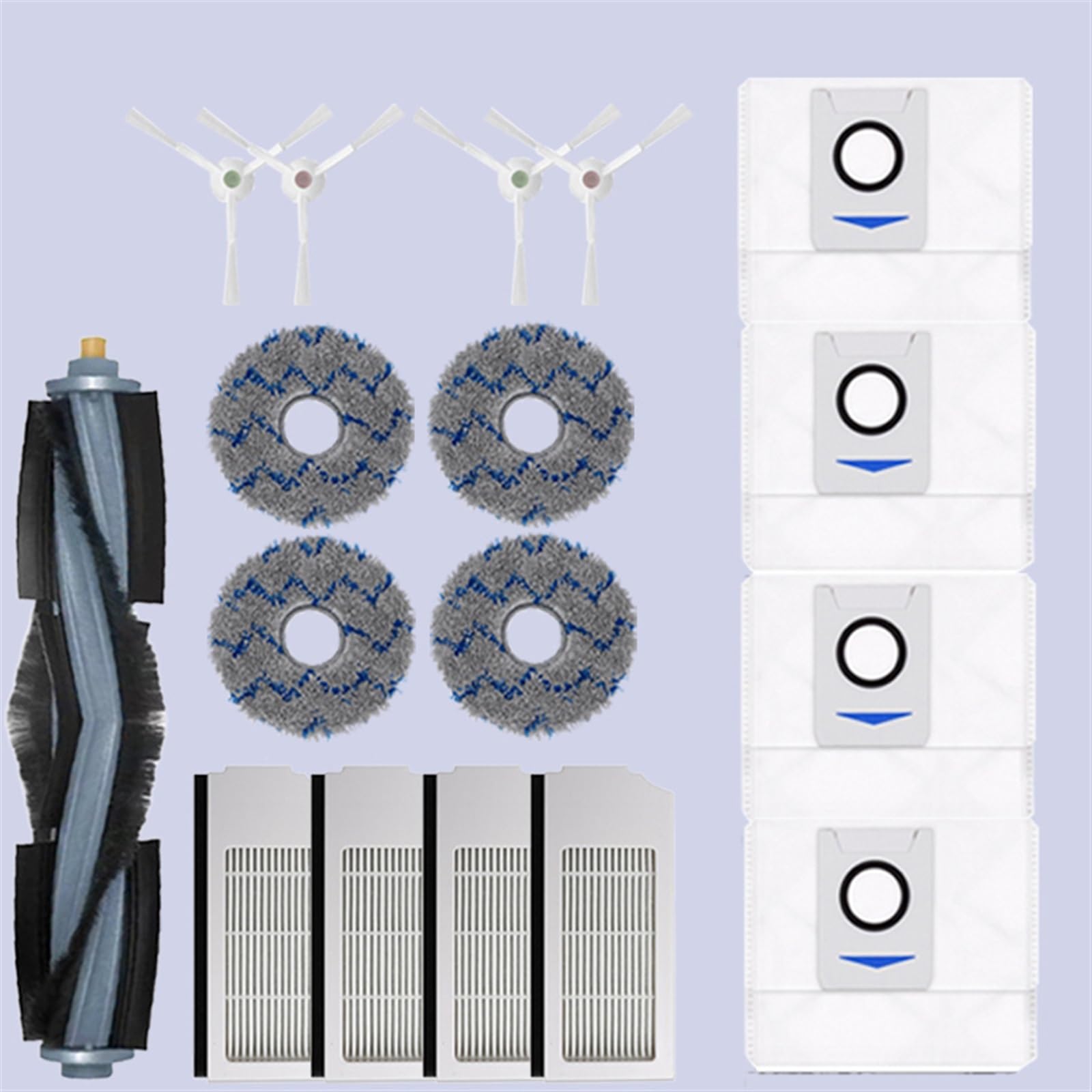 BWZJS for Ecovacs Deebot X1 Omni / T10 Omni Zubehör Roboter Staubsauger Teile Staubbeutel Hepa-Filter Wichtigsten Seite Pinsel mopp Mülleimer Roboterstaubsauger-Ersatzkit(17PCS) von BWZJS