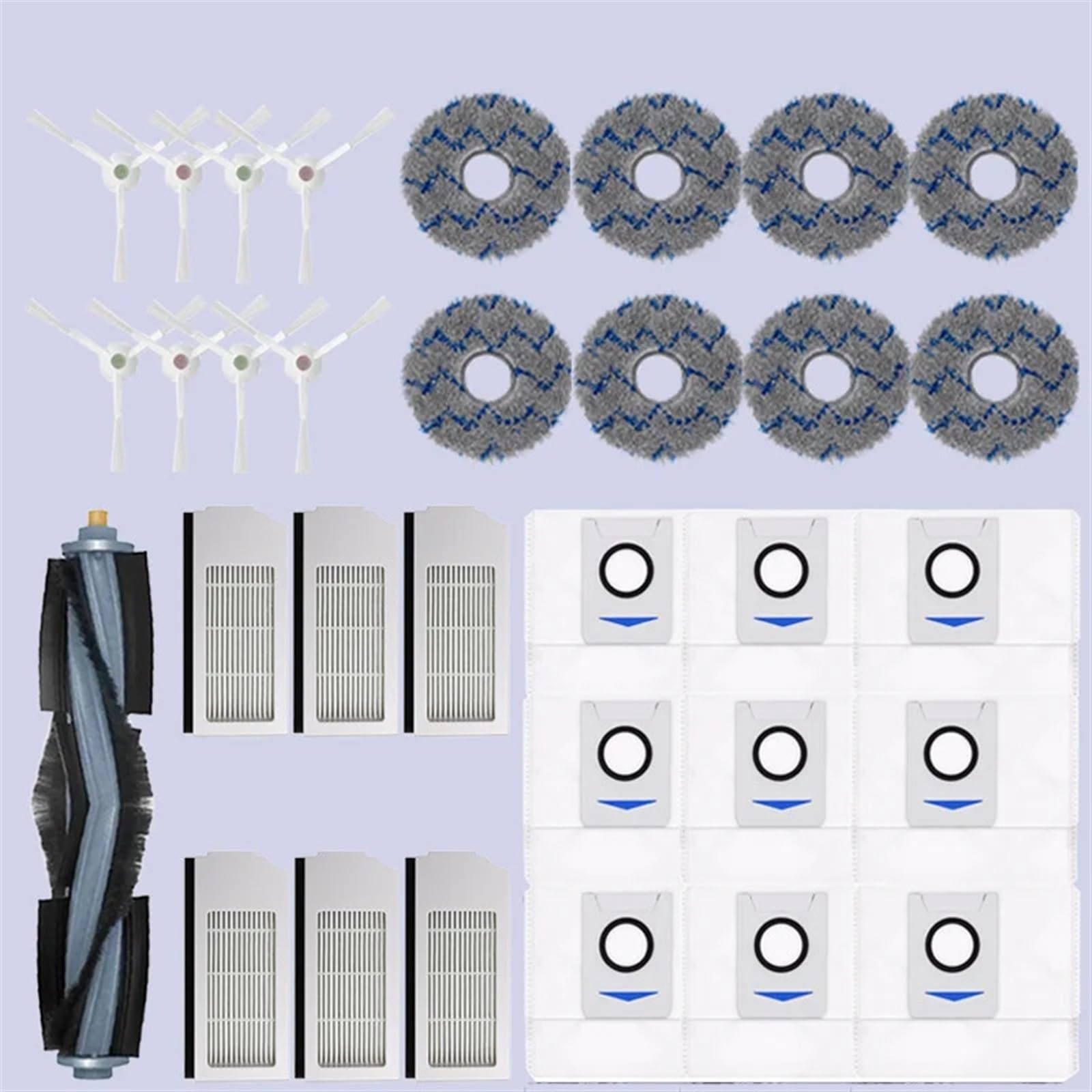BWZJS for Ecovacs Deebot X1 Omni / T10 Omni Zubehör Roboter Staubsauger Teile Staubbeutel Hepa-Filter Wichtigsten Seite Pinsel mopp Mülleimer Roboterstaubsauger-Ersatzkit(32PCS) von BWZJS