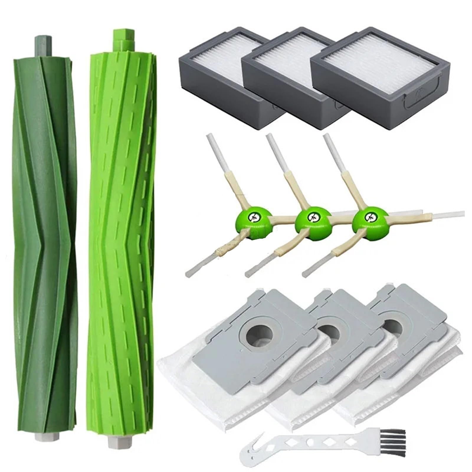BWZJS for IRobot, Roomba I7 I3 E5 Zubehör Roboter Staubsauger Ersatzteile Ersatz Kit Pinsel HEPA Filter Staubbeutel Roboterstaubsauger-Ersatzkit(QH) von BWZJS