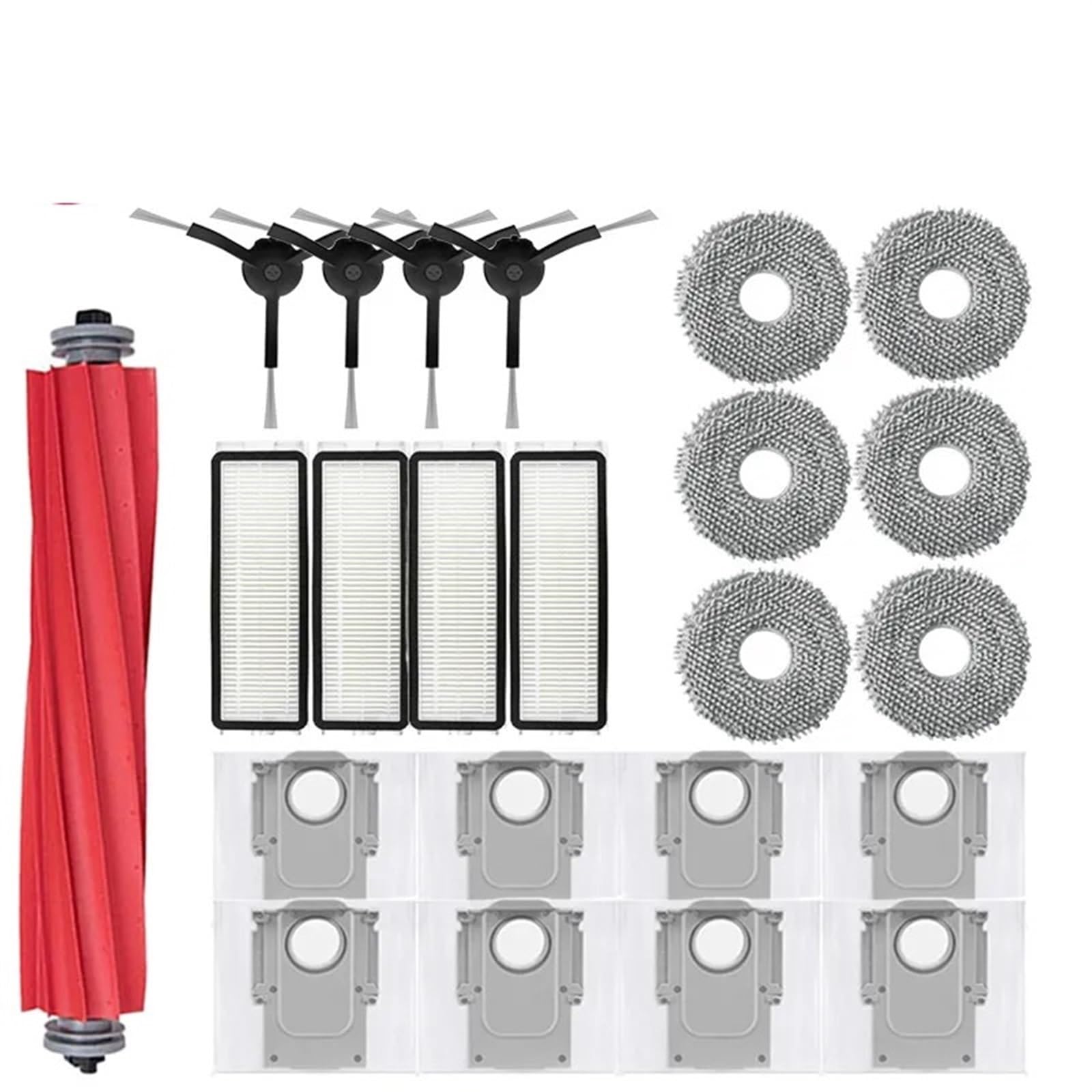 BWZJS for Roborock, Q Revo / P10 A7400RR Roboter-Staubsauger-Reiniger-Zubehör, Hauptseitenbürste, Hepa-Filter, Mopptücher, Staubbeutel, Ersatzteil Roboterstaubsauger-Ersatzkit(23pcs) von BWZJS