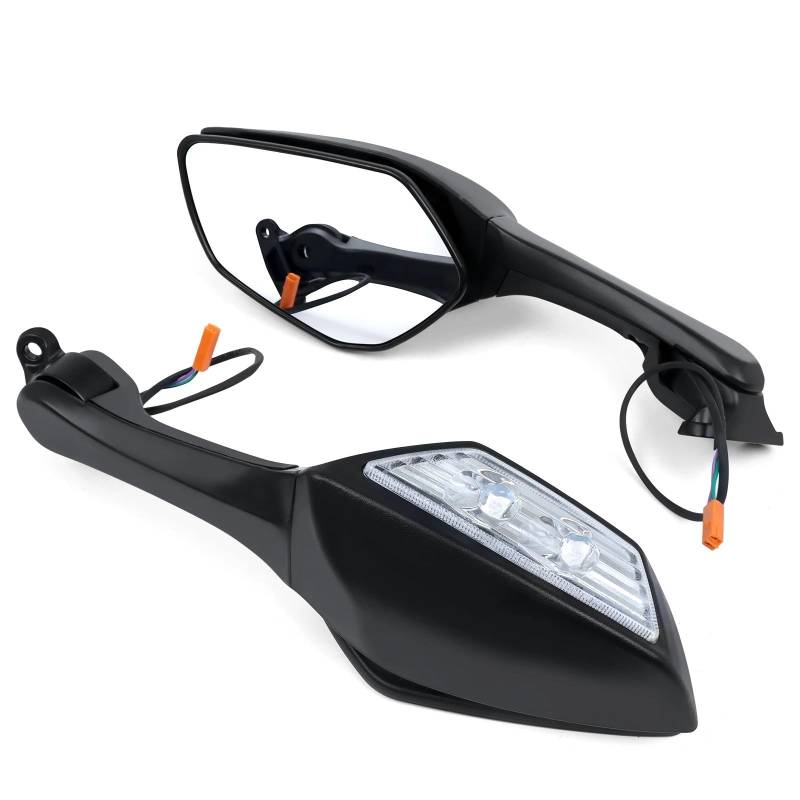 Motorrad Spiegel Motorrad Rearview Außenspiegel Mit Blinker Licht Seite Spiegel Für K&AWASAKI Für Ninja 400 2018 2019 2020 2021 2022 Lenkerendenspiegel von BXBDEKQGL