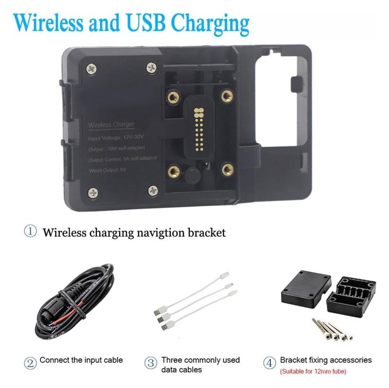 Navigationshalterung Motorrad Für B&MW R850RT R1150RT R 850 1150 RT Motorrad Windschutzscheibe GPS Telefon USB Wireless Charging Halter Navigation Halterung Ständer(Wireless Charging) von BXBDEKQGL