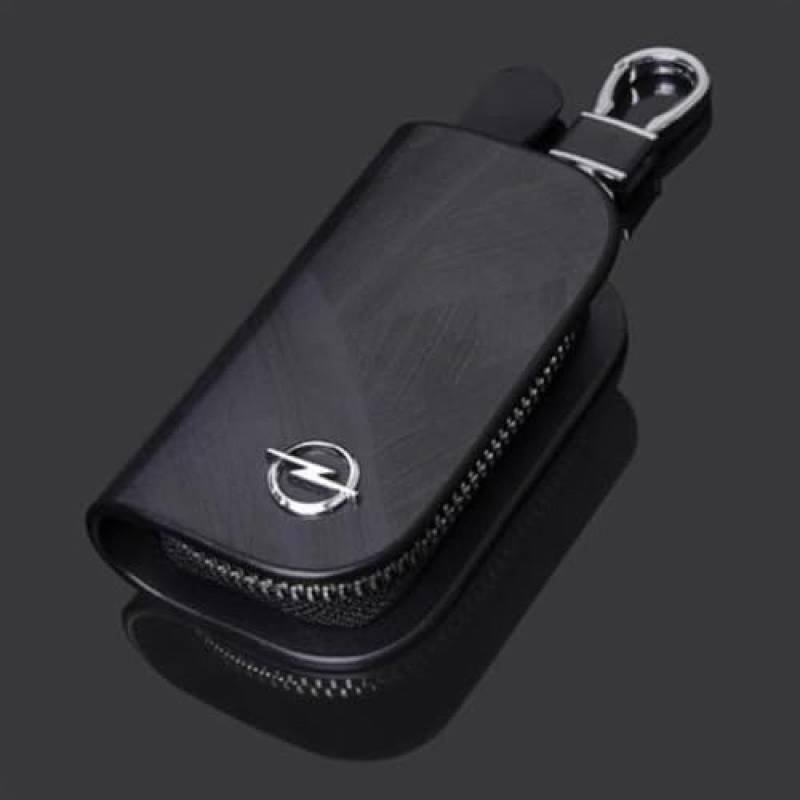 Leder-Autoschlüssel-Hülle für Opel Adam, Fernbedienungsschutz mit Metallhaken und Schlüsselanhänger, Reißverschluss-Tasche, Dekoration, Zubehör, normal-braun von BXWZVWUJ