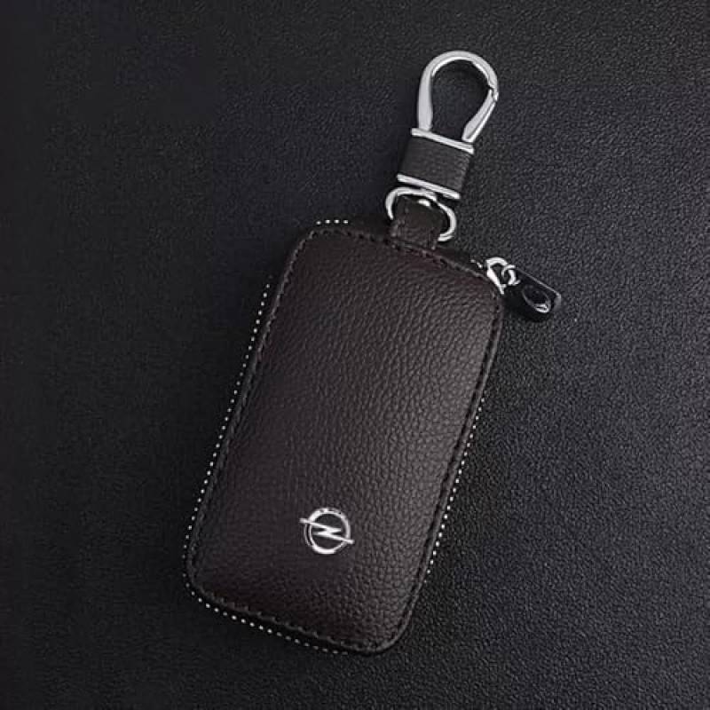 Leder-Autoschlüssel-Hülle für Opel Zafira, Funkschlüssel-Schutz mit Metallhaken und Schlüsselanhänger, Reißverschluss, Tasche, Dekoration, Zubehör, Taille Unique-s von BXWZVWUJ