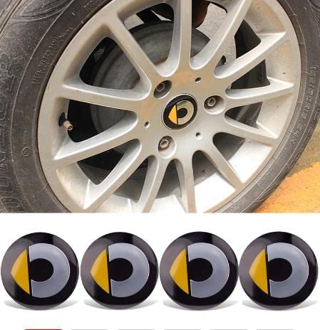Radkappen für Smart Fortwo Forfour 453 451, 57mm,Radnaben-Mittelabdeckungen Radmutterkappen Nabendeckel Aufkleber Abzeichen Accessoires,Yellow von BXWZVWUJ