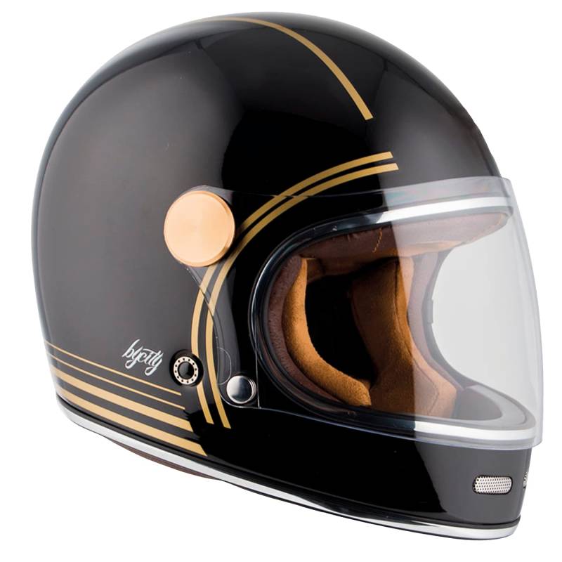 BYCITY Integralhelm Roadster Schwarz Gold Vintage Größe XL von BY CITY