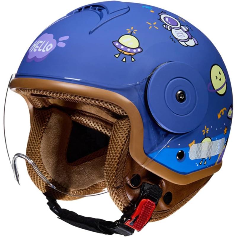 BYFHHHH Kinder Motorradhelm Rollerhelm, Jethelm Mit Sonnenblende Süßer Helm Mädchen Rollerhelm Junge Mofahelm, Für 5 Jahre - 12 Jahre Kid A von BYFHHHH