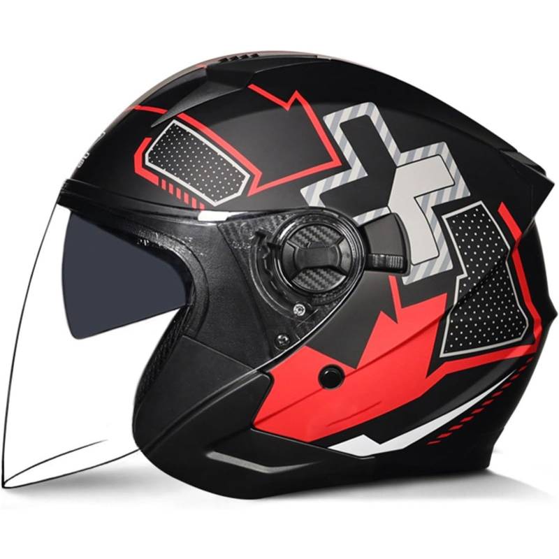 Halbhelme Motorradhelme Jethelme, ECE/DOT-Zulassung Halbschalenhelme Brain-Cap Halbschalen-Rollerhelm Jethelm Retro Für Erwachsene Damen Und Herren I,M=57~58CM von BYFHHHH