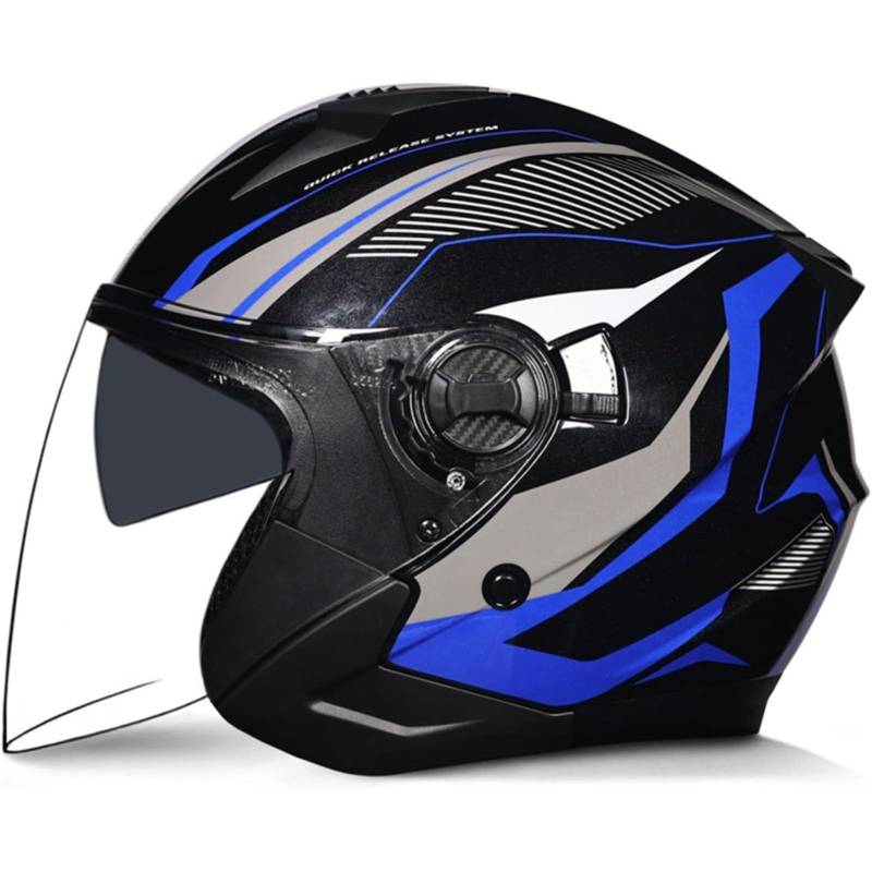 Halbhelme Motorradhelme Jethelme, ECE/DOT-Zulassung Halbschalenhelme Brain-Cap Halbschalen-Rollerhelm Jethelm Retro Für Erwachsene Damen Und Herren J,XL=61~62CM von BYFHHHH