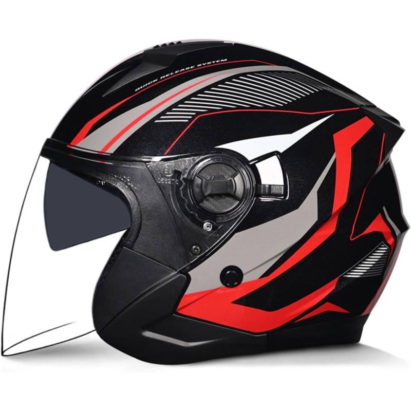 Halbhelme Motorradhelme Jethelme, ECE/DOT-Zulassung Halbschalenhelme Brain-Cap Halbschalen-Rollerhelm Jethelm Retro Für Erwachsene Damen Und Herren K,L=59~60CM von BYFHHHH