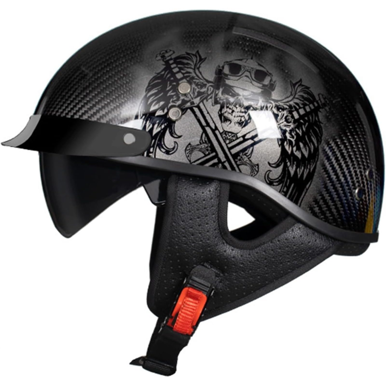Halbschalenhelm, ECE/DOT-Zulassung, Retro-Jet-Halbscooter-Offener Helm Mit Sonnenblende, Herausnehmbares, Atmungsaktives Futter E,M=57~58CM Halbschalenhelm, ECE/DOT-Zulassung, Retro-Jet-Halbscooter-Offener Helm Mit Sonnenblende, Herausnehmbares, Atmungsaktives Futter E,M=57~58CM von BYFHHHH