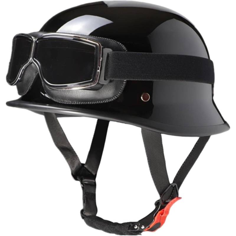 Retro-Halbhelm, Halbhelme Mit Schutzbrille, DOT/ECE-Zugelassener Jet-Moped-Helm, Motorrad-Cruiser-Scooter-Halbschalenhelm, Motorrad Für Männer Und Frauen D,L=59~60CM von BYFHHHH