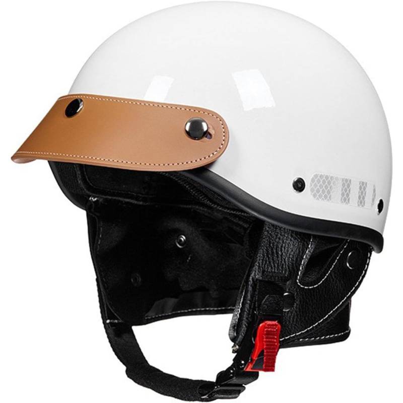 Retro Motorrad Halbhelme, ECE/DOT-Zertifizierte Halbschale Herren Damen Brain-Cap Jethelm Rollerhelm Mopedhelm Retro Motorrad Halbhelm A von BYFHHHH