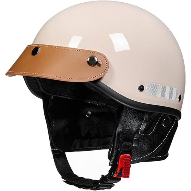 Retro Motorrad Halbhelme, ECE/DOT-Zertifizierte Halbschale Herren Damen Brain-Cap Jethelm Rollerhelm Mopedhelm Retro Motorrad Halbhelm B von BYFHHHH