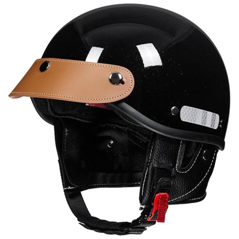 Retro Motorrad Halbhelme, ECE/DOT-Zertifizierte Halbschale Herren Damen Brain-Cap Jethelm Rollerhelm Mopedhelm Retro Motorrad Halbhelm C von BYFHHHH