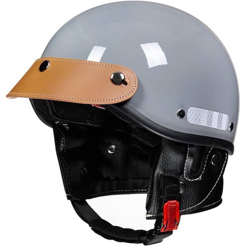 Retro Motorrad Halbhelme, ECE/DOT-Zertifizierte Halbschale Herren Damen Brain-Cap Jethelm Rollerhelm Mopedhelm Retro Motorrad Halbhelm E von BYFHHHH