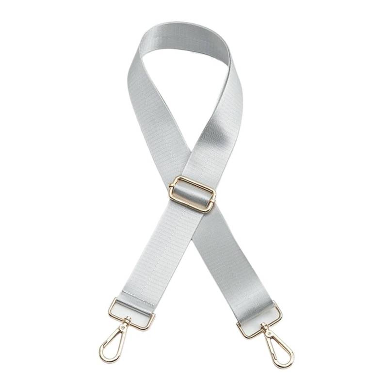 Taschengurt Taschengurt, Handtaschengürtel, breiter Schultertaschengurt, Ersatzgurt, Zubehör, Taschenteil, Verstellbarer Gürtel for Taschen, 130 cm(Light Grey,Silver Buckle) von BYLYUIVN