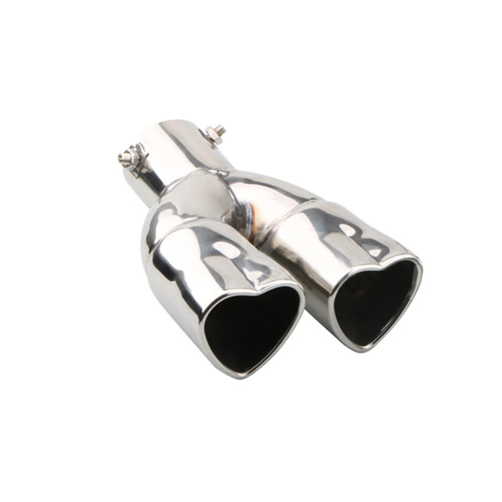 63mm Doppelendrohr Auspuffblende, Edelstahl Gerade Doppelschalldämpfer Auspuff Endrohr Doppelschalldämpfer Herzförmiges Endstück Universal Auspuffspitzen Auspuffrohr Schalldämpfer Endspitze 63mm Doppelendrohr Auspuffblende, Edelstahl Gerade Doppelschalldämpfer Auspuff Endrohr Doppelschalldämpfer Herzförmiges Endstück Universal Auspuffspitzen Auspuffrohr Schalldämpfer Endspitze von BYNYXI