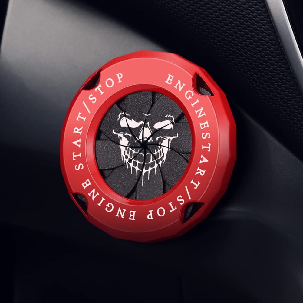 Auto Start Stop Knopf Abdeckung, Totenkopf Muster Auto Metall Motorschalter Zündknopf Abdeckung Universal Zündschalter Startknopf Schutzabdeckungsring Start Stop Engine Drehbarer Schutzaufkleber Auto Start Stop Knopf Abdeckung, Totenkopf Muster Auto Metall Motorschalter Zündknopf Abdeckung Universal Zündschalter Startknopf Schutzabdeckungsring Start Stop Engine Drehbarer Schutzaufkleber von BYNYXI