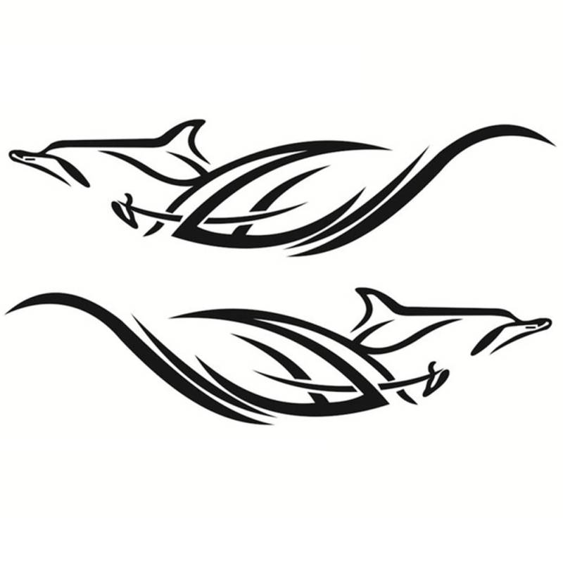 BYNYXI Delphin Auto Aufkleber, 2 Stück Auto Seitentür Karosserie Heckscheibenaufkleber Jumping Delfine Vinyl Aufkleber Wasserdicht Delfin Fisch Tier Tuning Motorrad Auto Aufkleber Deko-180cmx45cm von BYNYXI