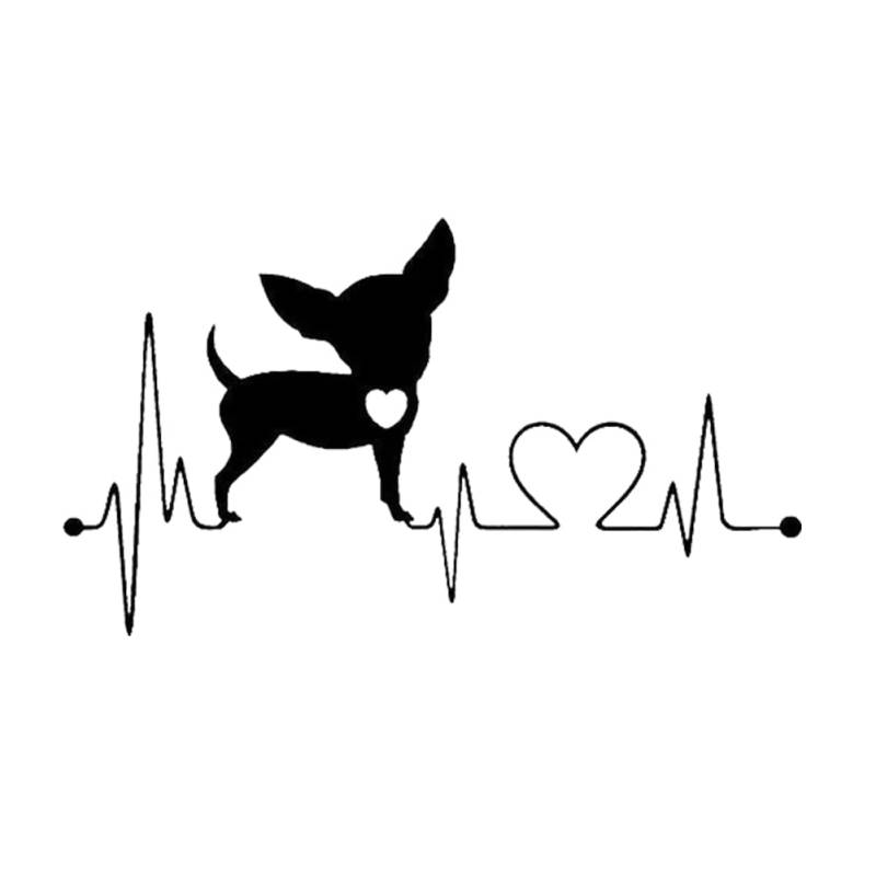 BYNYXI Herzschlag Hunde Aufkleber, 2 Stück Chihuahua Dog Heartbeat Love Sticker Reflektierende Lustige Aufkleber Auto JDM Sticker Tier Autoaufkleber wasserdichte Sticker für Auto LKW Computer Laptop von BYNYXI