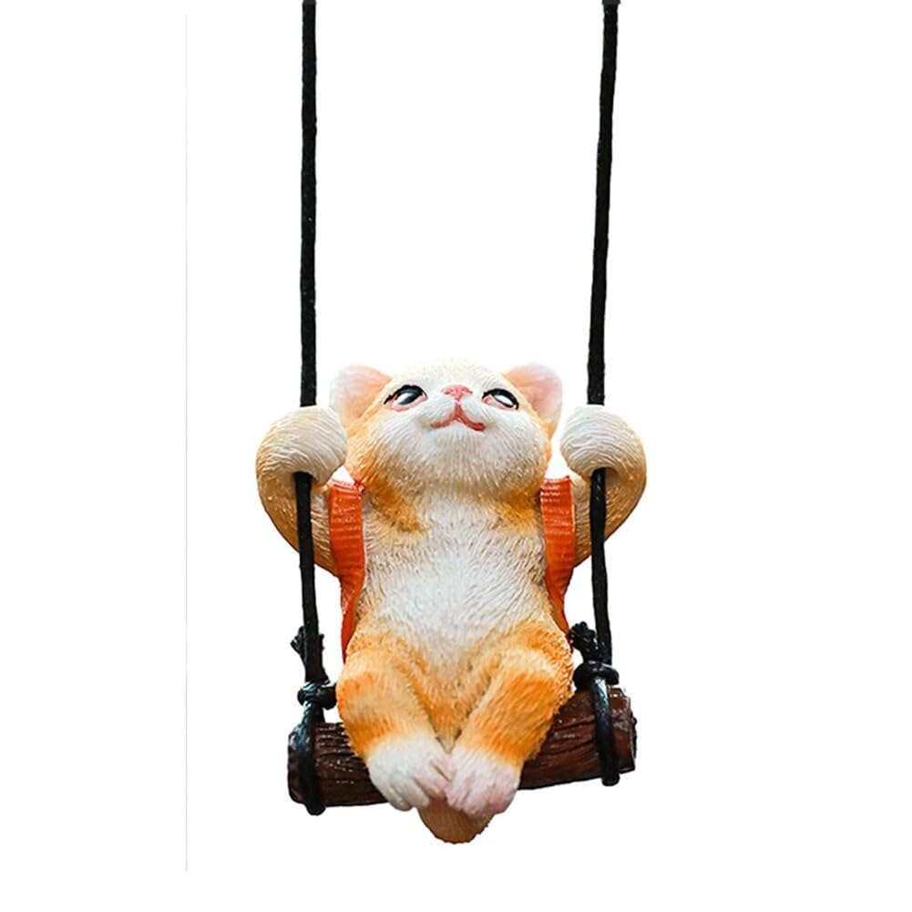 Swing Katze Anhänger, Auto Rückspiegel Anhänger Air Freshener Duftende Ornament Schaukel Katze Autospiegel Hängendes Zubehör Auto Anhänger für Spiegel Miniatur Auto Rückspiegel Dekoration von BYNYXI