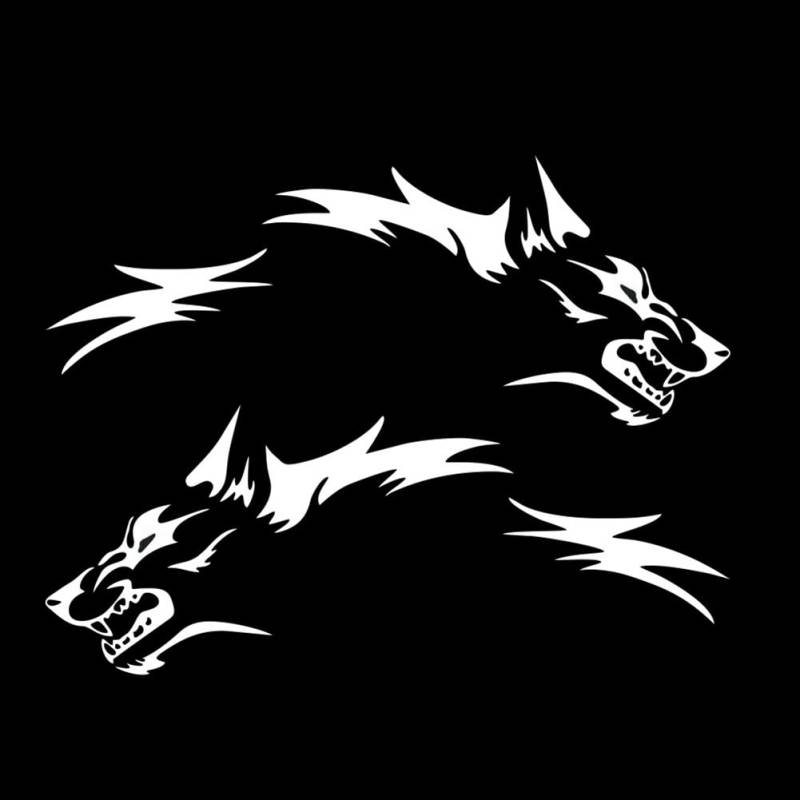 Wolf Auto Aufkleber, 2 Stück Realistische Wolfskopf Vinyl Seitenkörper Heckscheibe Tuning Sticker, Wasserdicht Fahrzeug Running Wolf Totem, 130cmx50cm von BYNYXI