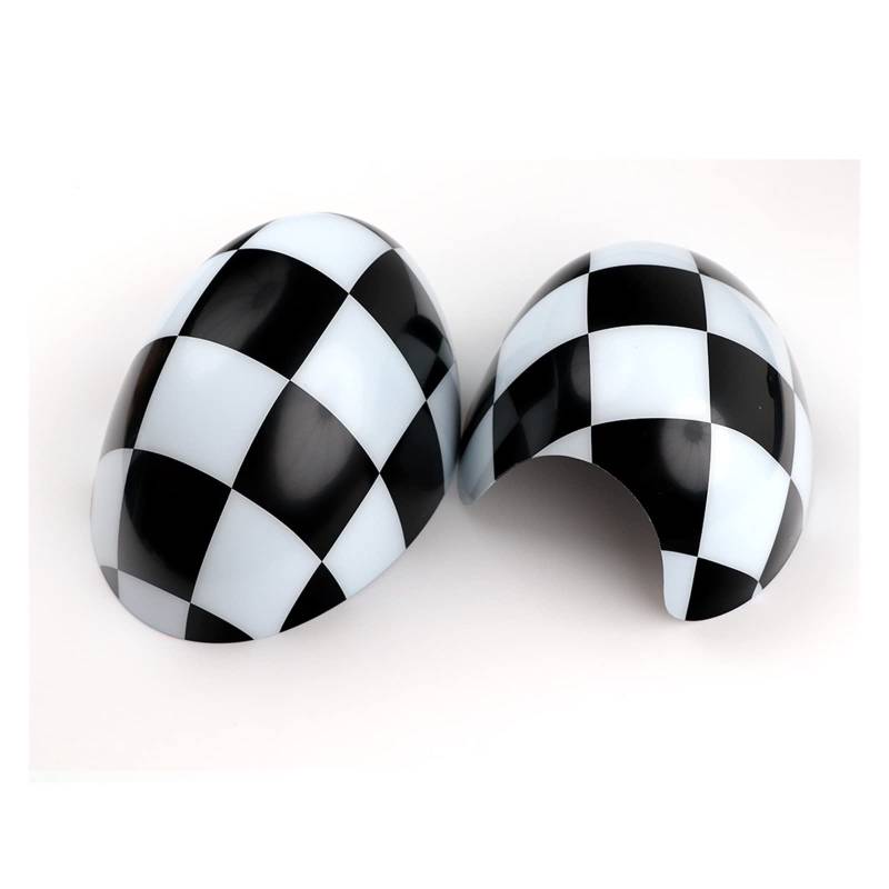 Für Mini Für Cooper Für R50 Für R52 Für R53 Auto Rückspiegel Abdeckungen Dekoration Auto Zubehör Tür Rückspiegel Kappe(Checker) von BYSKJZ