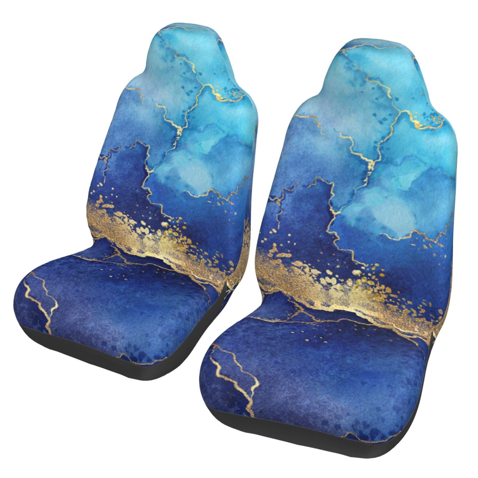 BYwenhopnbs Blauer Marmor, abstraktes Gold, 2 Stück, Autositzbezüge für die Vordersitze, universeller Rutschfester Sitzschutz BYwenhopnbs Blauer Marmor, abstraktes Gold, 2 Stück, Autositzbezüge für die Vordersitze, universeller Rutschfester Sitzschutz von BYwenhopnbs