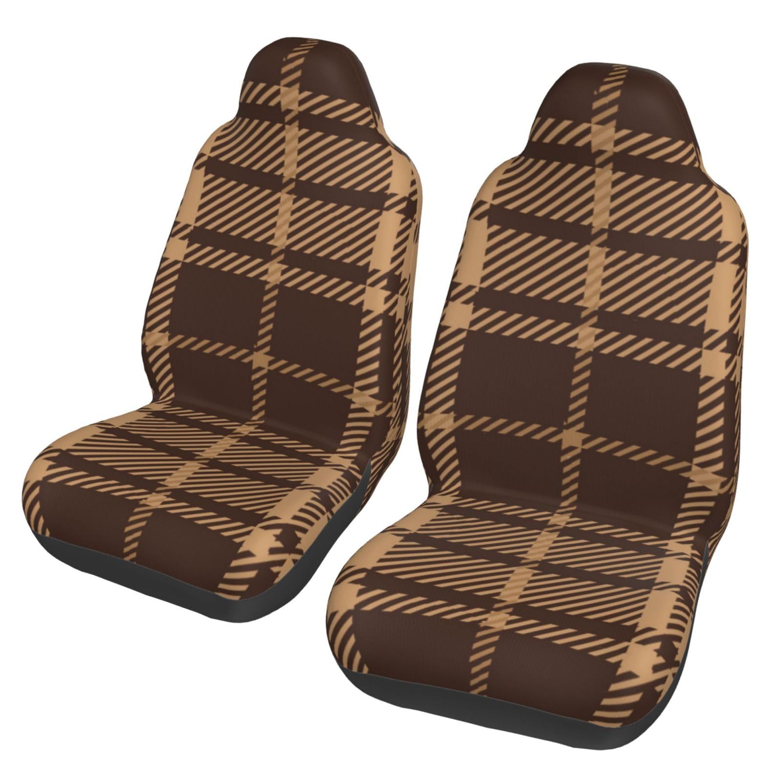 BYwenhopnbs Braun-beige Schottenkaro, 2 Stück Autositzbezüge für die Vordersitze, universeller Anti-Rutsch-Sitzschutz BYwenhopnbs Braun-beige Schottenkaro, 2 Stück Autositzbezüge für die Vordersitze, universeller Anti-Rutsch-Sitzschutz von BYwenhopnbs