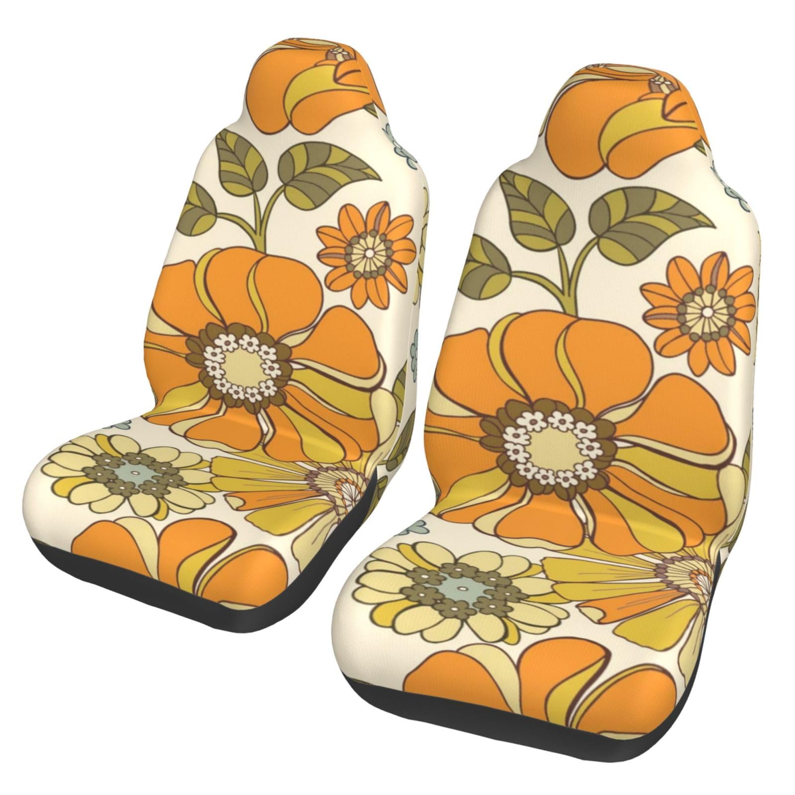 BYwenhopnbs Bunte Retro-Blume der 70er Jahre, 2-teilige Autositzbezüge für die Vordersitze, universeller Rutschfester Sitzschutz BYwenhopnbs Bunte Retro-Blume der 70er Jahre, 2-teilige Autositzbezüge für die Vordersitze, universeller Rutschfester Sitzschutz von BYwenhopnbs